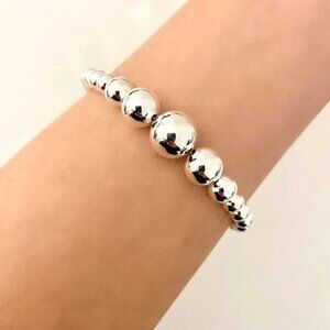 925 Sterling Silver Bead Bracelet Ball Bracelet Large Round Bracelet